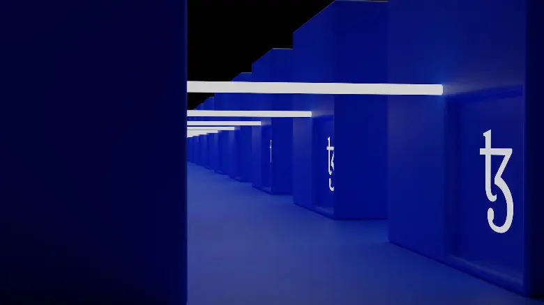 a row of blue lockers with numbers on them